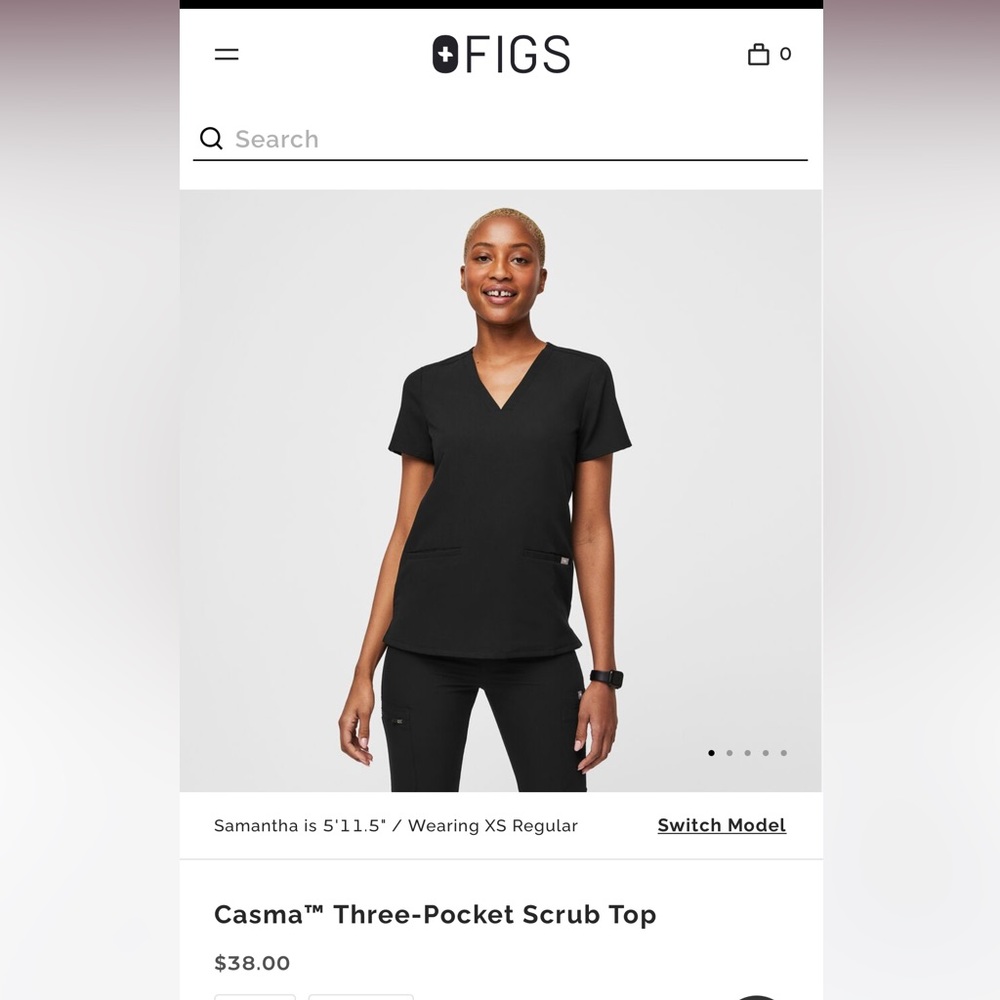 Black figs 3 pocket scrub top